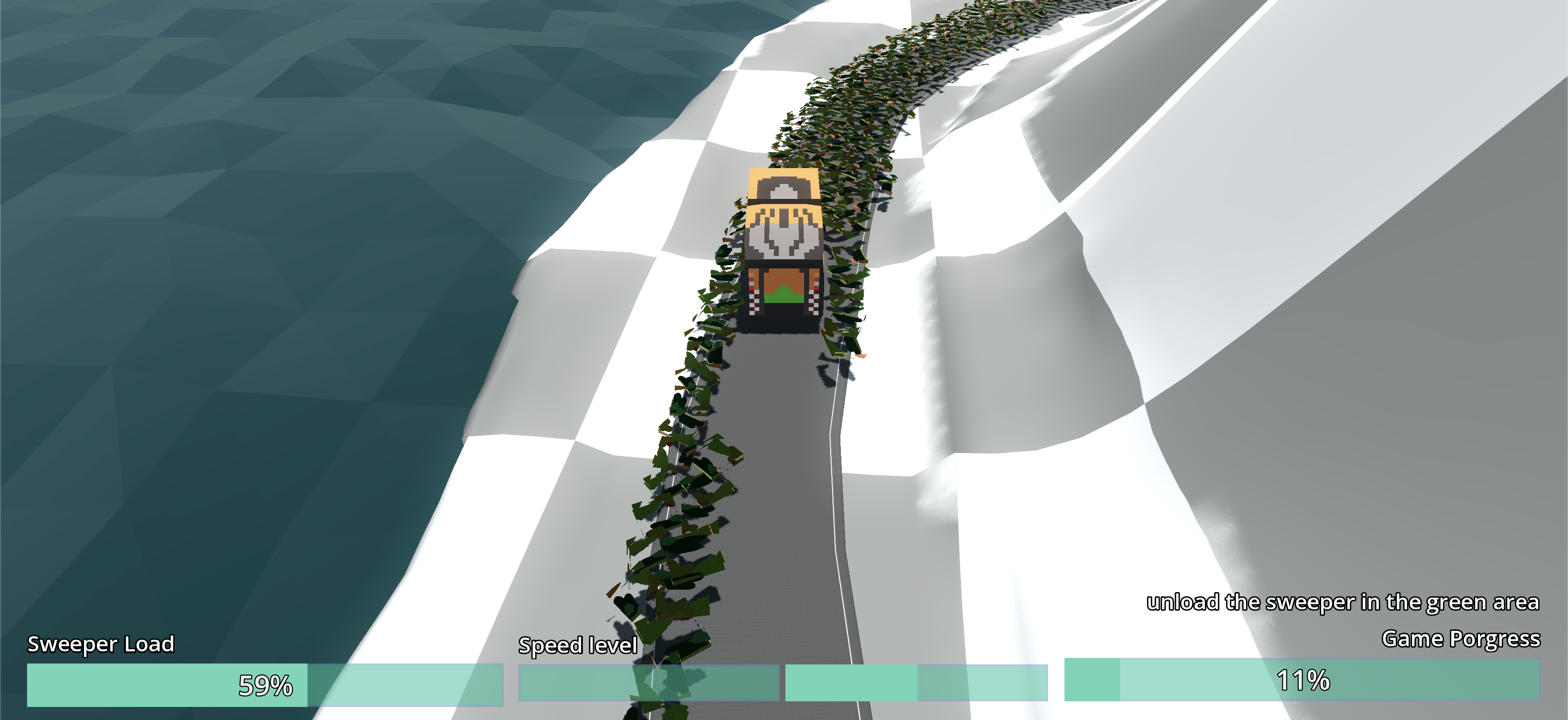 A street sweeper cleaning a path on a different island.